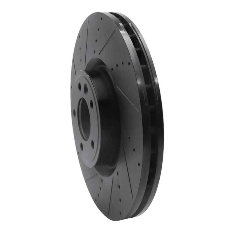 Land Rover Defender 110 Brake Rotor (1) - Front Left - R1 Concepts - Drilled & Slotted - Black - `18-`25
